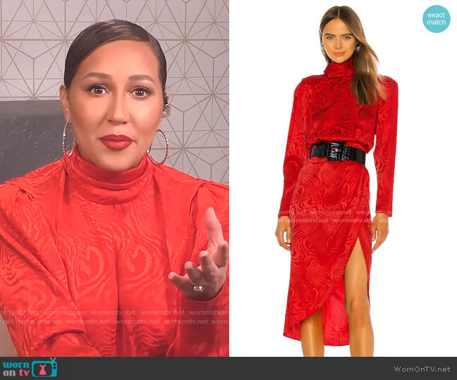 WornOnTV: Adrienne’s red mock neck dress on The Real | Adrienne ...