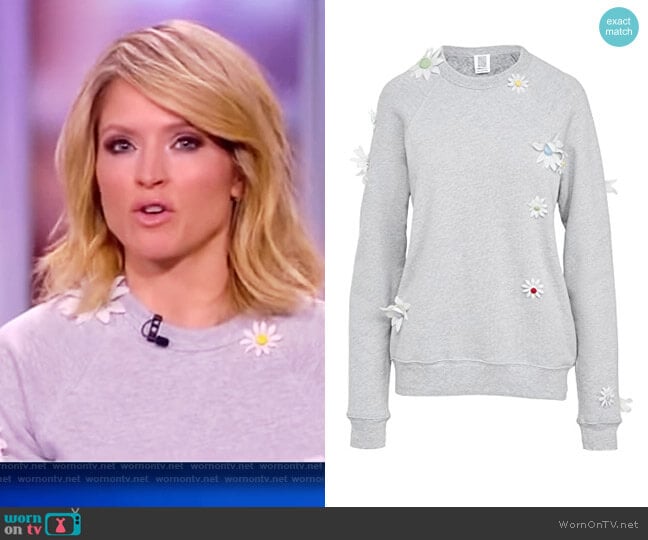 Removable Daisies Sweatshirt by Rosie Assoulin worn by Sara Haines on The View