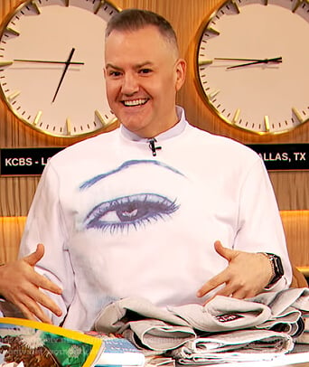 Ross's eye print sweater on The Drew Barrymore Show