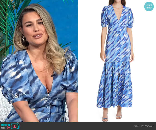 Thora Print Puff Sleeve Maxi Dress by Rotate worn by Carissa Loethen Culiner on E! News