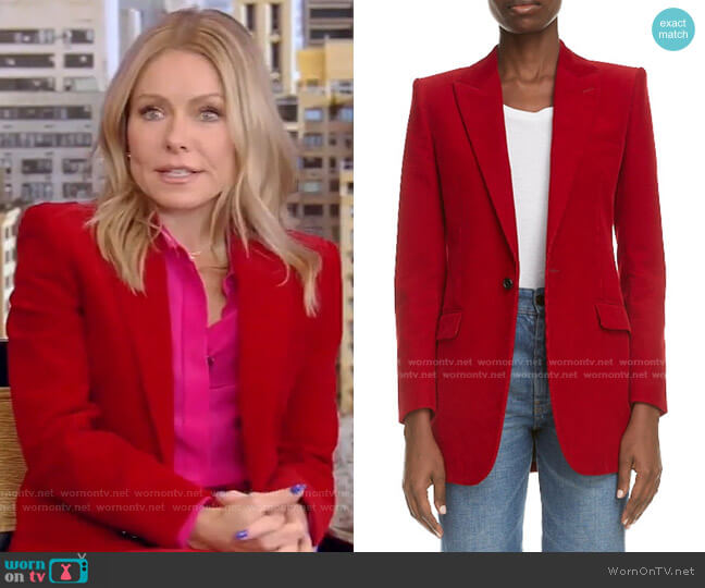 WornOnTV: Kelly’s pink shirt and red blazer on Live with Kelly and Ryan ...