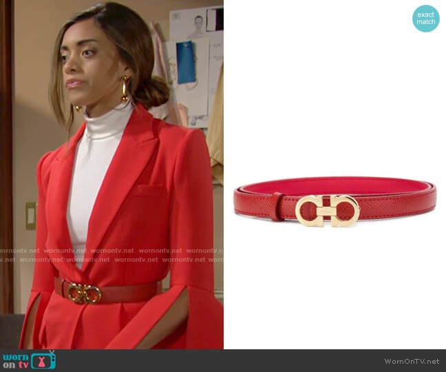 Salvatore Ferragamo Double Gancio Belt worn by Zoe (Kiara Barnes) on The Bold and the Beautiful