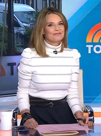 Savannah’s white striped turtleneck sweater on Today