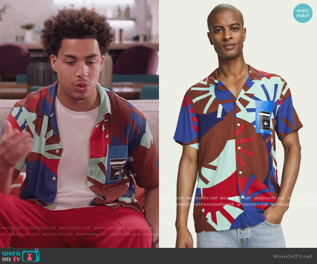 Lightweight printed short sleeve shirt by Scotch & Soda worn by Andre Johnson Jr (Marcus Scribner) on Black-ish