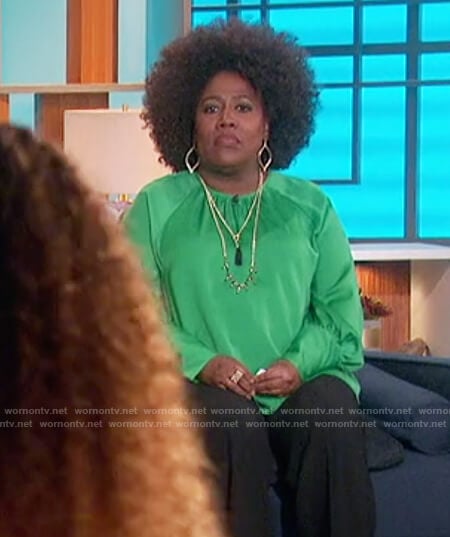 Sheryl’s green balloon sleeve blouse on The Talk