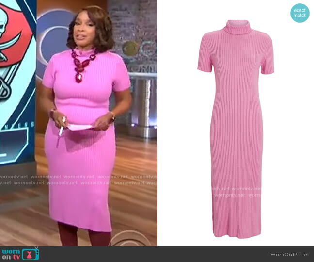 WornOnTV: Gayle King’s pink ribbed midi dress on CBS This Morning ...