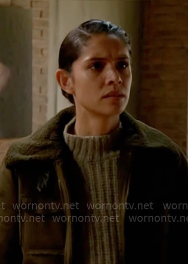 Stella's sage green sweater on Chicago Fire