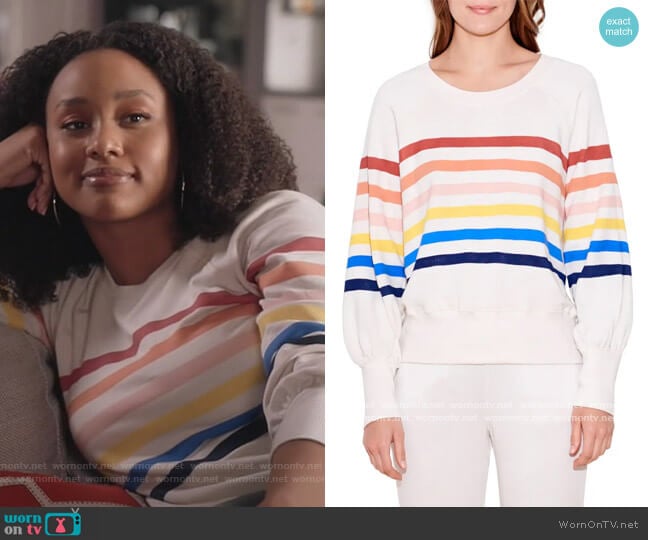 Stripe Puff Sleeve Sweatshirt by Sundry worn by Olivia Lockhart (Katlyn Nichol) on Black-ish