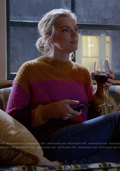 Sylvie’s colorblock sweater on Chicago Fire