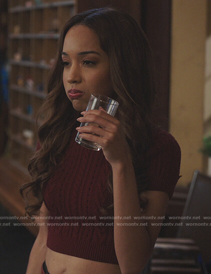 Tabitha’s red cable knit sweater on Riverdale