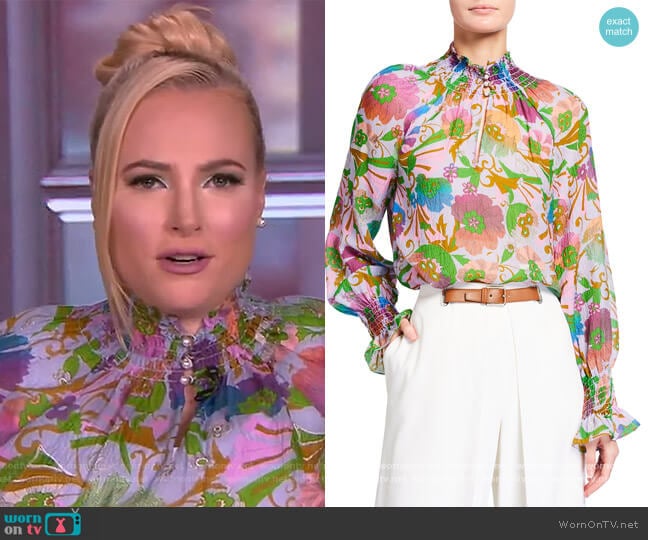 Alexis Floral-Print Top by Tanya Taylor worn by Meghan McCain on The View