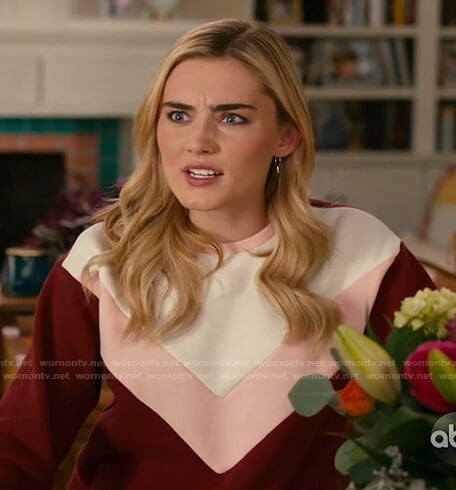 Taylor’s burgundy chevron sweatshirt on American Housewife