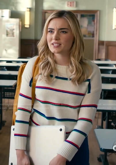 Taylor’s white striped sweater on American Housewife