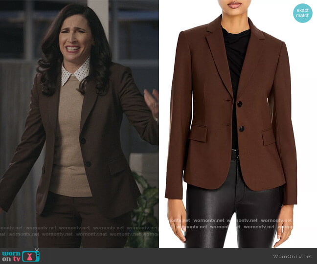 Delia’s brown blazer on The Unicorn