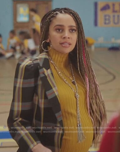 Toni’s black plaid puff sleeve blazer on Riverdale