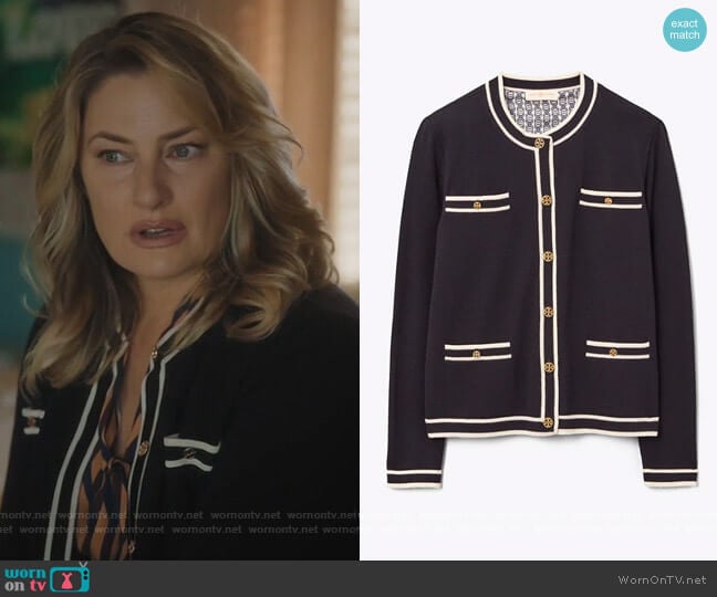 Kendra Cardigan by Tory Burch worn by Alice Cooper (Mädchen Amick) on Riverdale