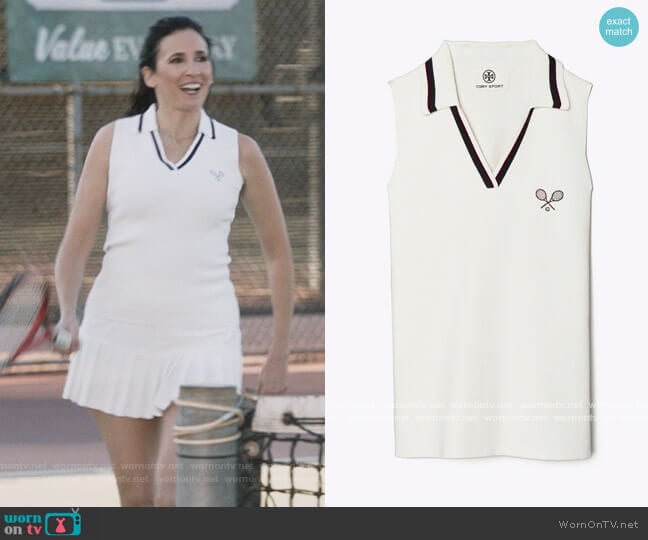 Delia’s white sleeveless polo on The Unicorn