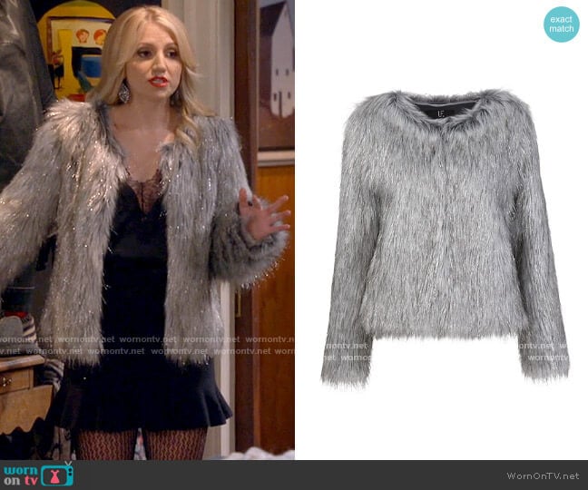 Unreal Fur Fire & Ice Jacket worn by Gina Dabrowski (Annaleigh Ashford) on B Positive