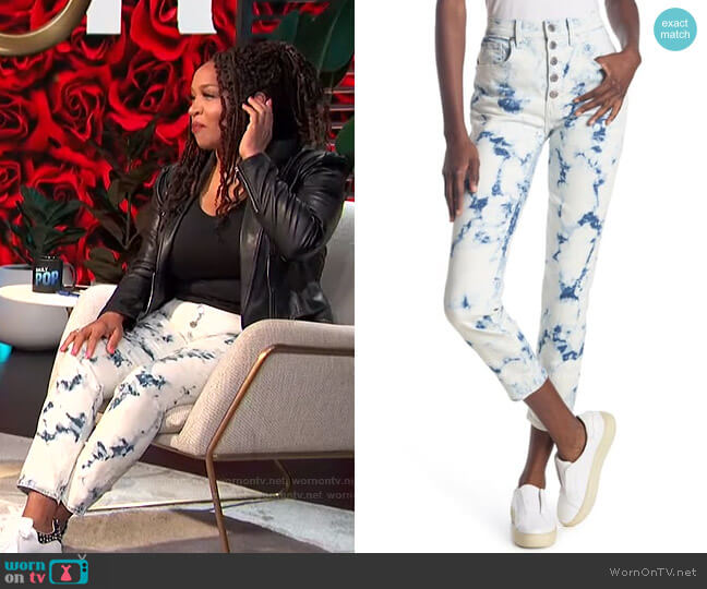 Debbie High Rise Tie Dye Jeans by Veronica Beard worn by Kym Whitley on E! News