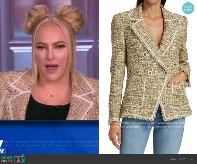 Theron Tweed Double-Breasted Jacket by Veronica Beard worn by Meghan McCain on The View