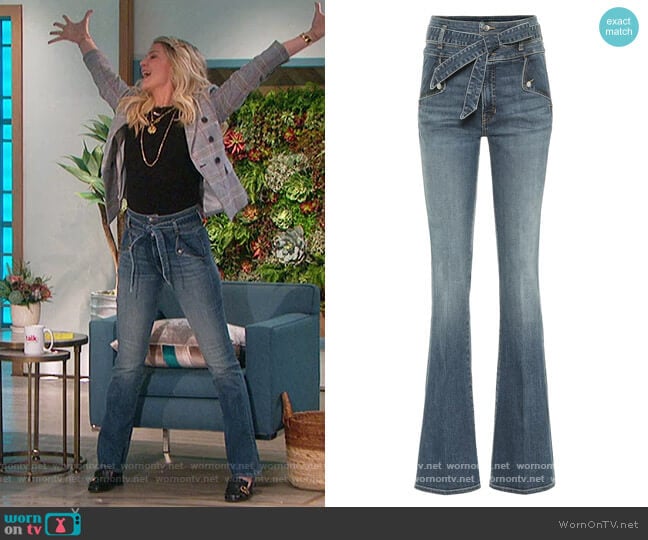 Giselle high-rise flared jeans by Veronica Beard worn by Amanda Kloots on The Talk