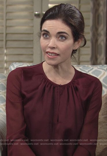 Victoria’s red keyhole blouse on The Young and the Restless