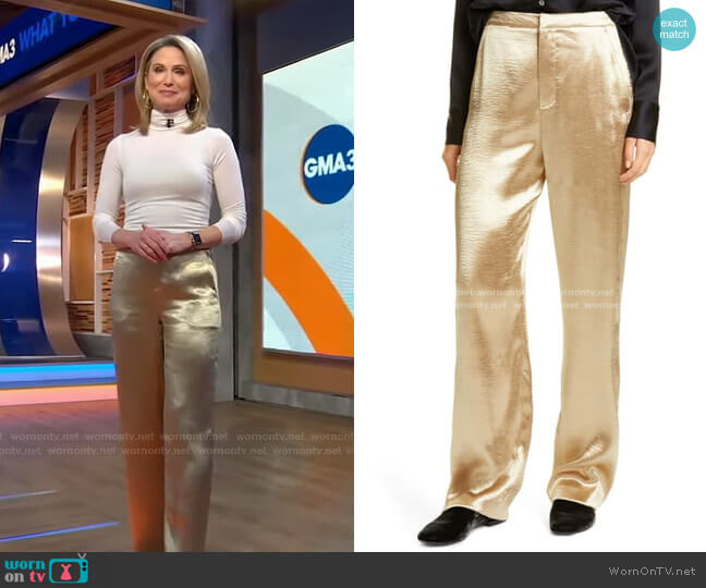 WornOnTV: Amy’s white turtleneck top and metallic gold pants on Good ...