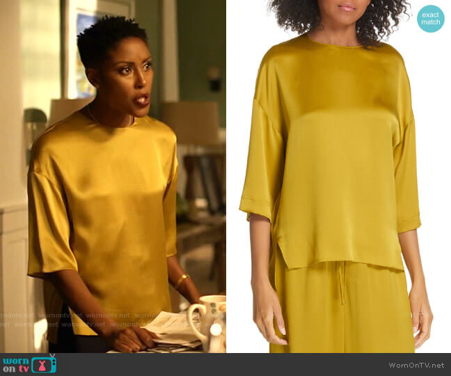 Satin Silk Top by Vince worn by Lynn Stewart (Christine Adams) on Black Lightning