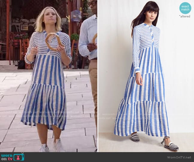 Warm Pre-Fall 2019 Striped Dress worn by Eleanor Shellstrop (Kristen Bell) on The Good Place