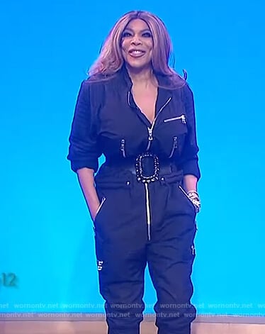 Wendy’s black utility jumpsuit on The Wendy Williams Show