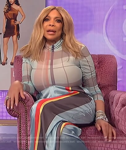 Wendy’s plaid bodysuit and stripe pants on The Wendy Williams Show