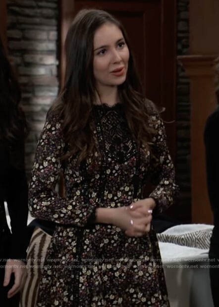 Molly's black floral lace inset dress on General Hospital