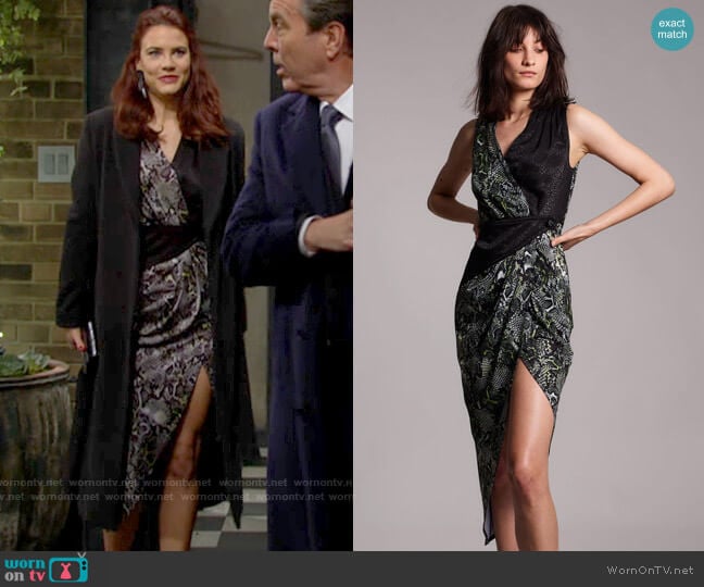 Yigal Azrouel Cross Front Geometric Mid-Piece Dress worn by Sally Spectra (Courtney Hope) on The Young and the Restless