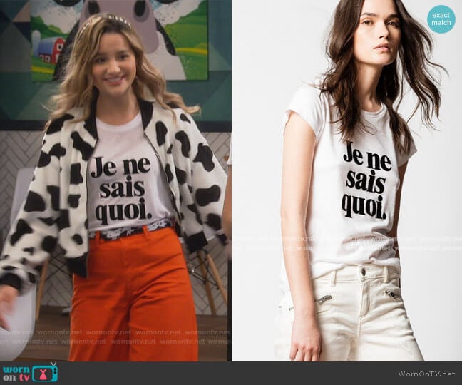 Je Ne Sais Quoi Skinny Tee by Zadig and Voltaire worn by Lex (Jules LeBlanc) on Side Hustle