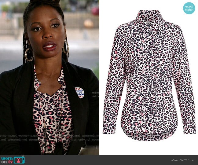 Veronica’s white and pink leopard print shirt on Shameless