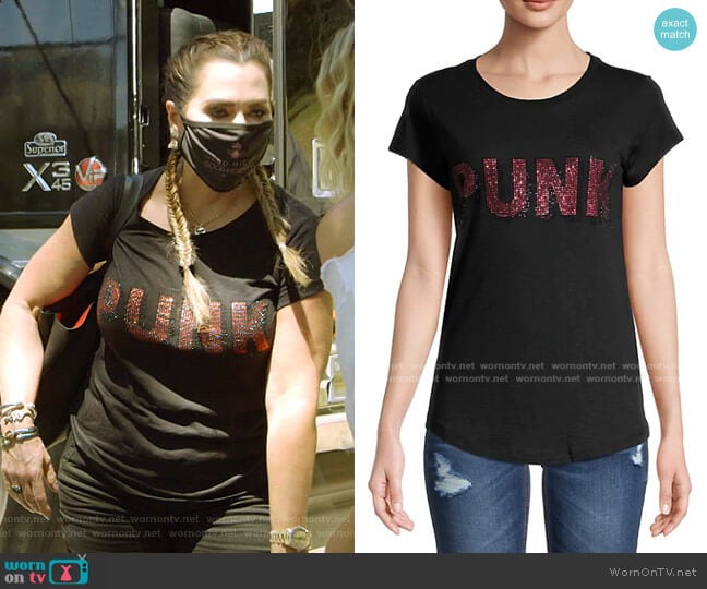 3D Punk Embellished T-Shirt by Zadig & Voltaire worn by D’Andra Simmons on The Real Housewives of Dallas