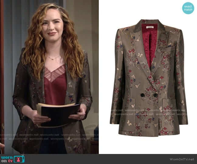 Zadig & Voltaire Visko Blossom Jacquard Blazer worn by Mariah Copeland (Camryn Grimes) on The Young and the Restless