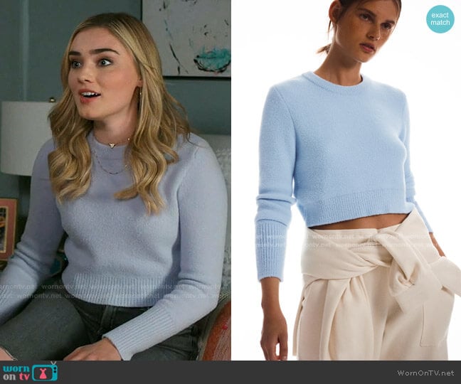 Soft Feel Cropped Sweater by Zara worn by Taylor Otto (Meg Donnelly) on American Housewife