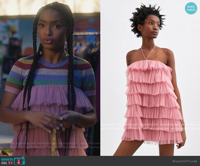 Tulle Ruffle Dress by Zara worn by Zoey Johnson (Yara Shahidi) on Grown-ish