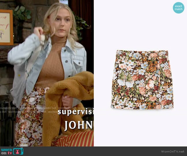 Zara Printed Velvet Skirt worn by Faith Newman (Alyvia Alyn Lind) on The Young and the Restless