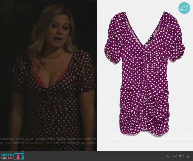 Rustic Polka Dot Dress by Zara worn by Polly Cooper (Tiera Skovbye) on Riverdale