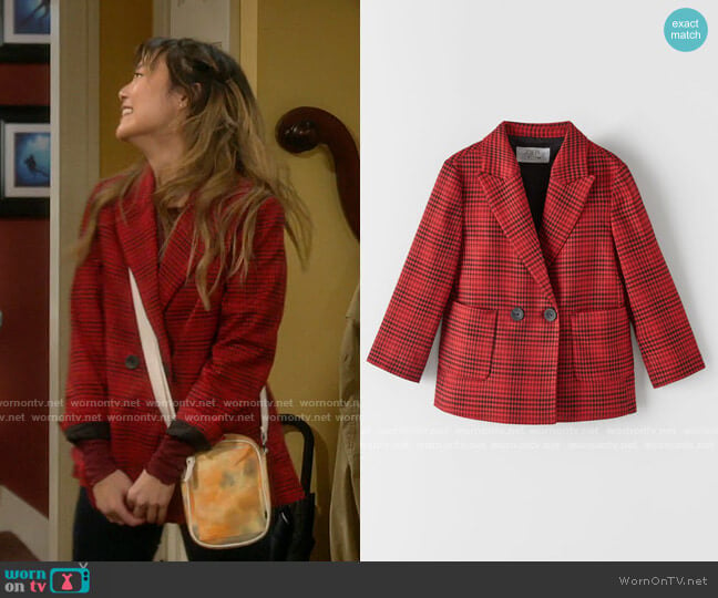 Zara Tartan Check Blazer worn by Jen (Krista Marie Yu) on Last Man Standing