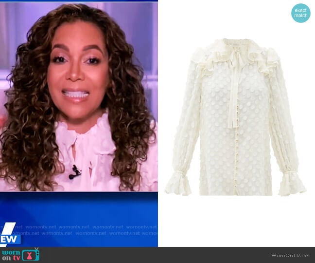 Polka-dot Flounced-georgette Blouse by Zimmermann worn by Sunny Hostin on The View