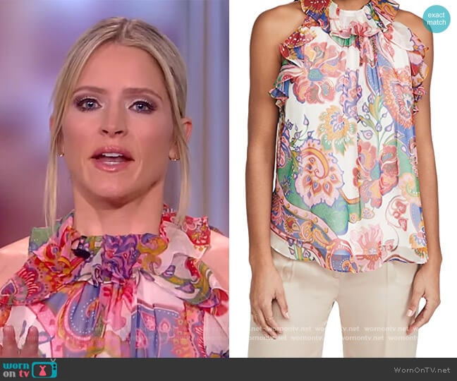 The Lovestruck Floral Chiffon Tank by Zimmermann worn by Sara Haines on The View