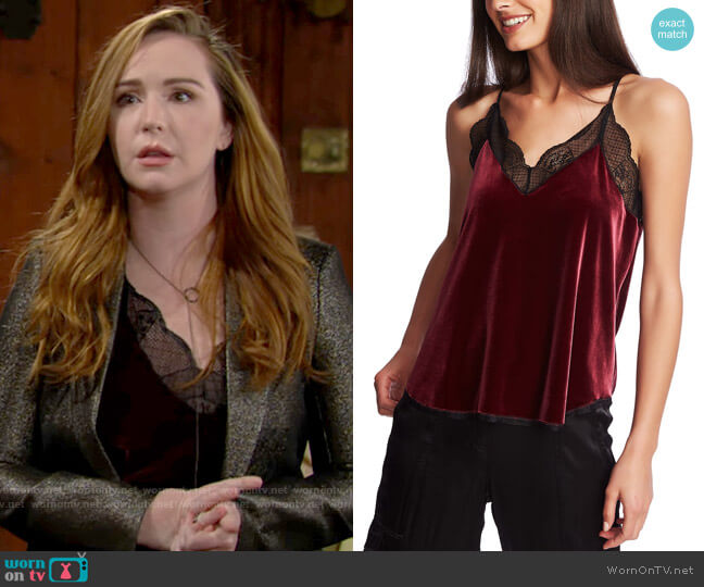 1.State Velvet Lace-Trim Camisole worn by Mariah Copeland (Camryn Grimes) on The Young & the Restless