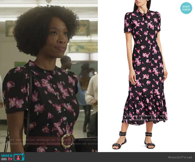 WornOnTV: Grace’s black floral print short sleeve dress on All American ...