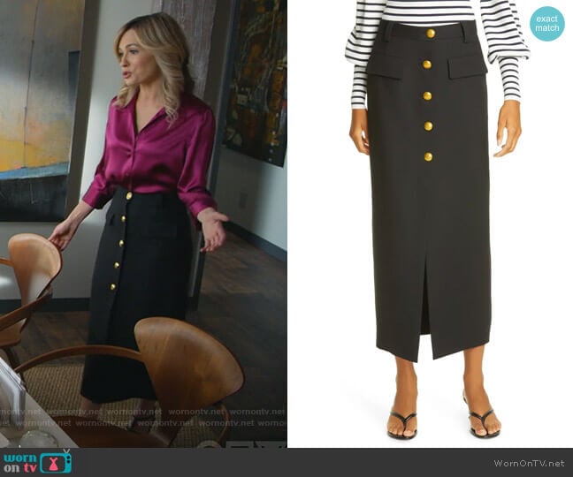 Holmes Button Front Skirt by A.L.C. worn by Amy Quinn (Lindsey Gort) on All Rise