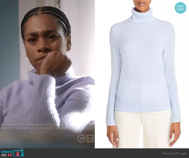 Cashmere Turtleneck Sweater by Aqua Cashmere worn by Maggie Pierce (Kelly McCreary) on Greys Anatomy