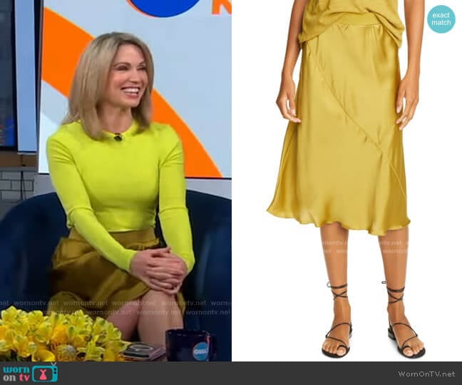 Pull-On Silk Skirt by ATM Anthony Thomas Melillo worn by Amy Robach on Good Morning America