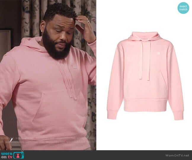 Ferris Appliquéd Fleece-Back Cotton-Jersey Hoodie by Acne Studios worn by Andre Johnson (Anthony Anderson) on Black-ish